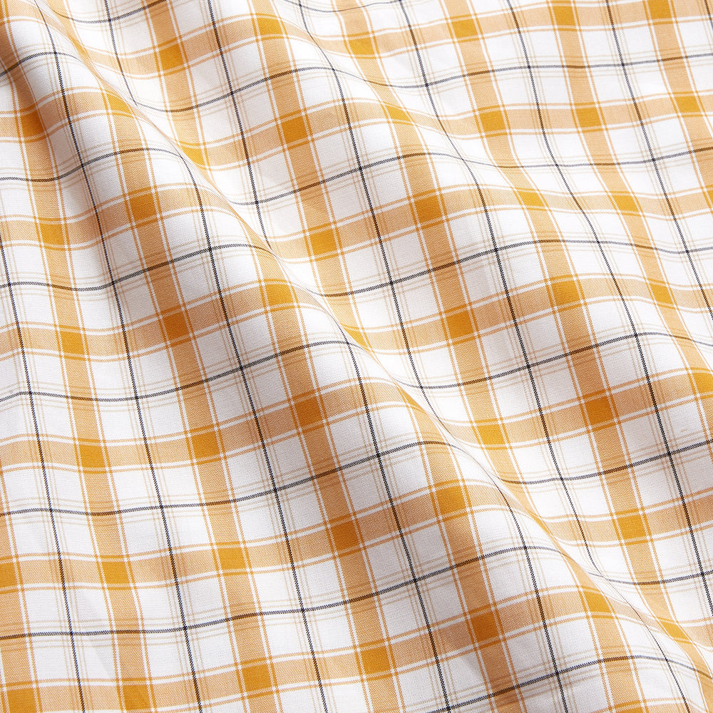 Orange Multi Check Regular Fit Shirt with T&A Collar and 3 Button Cuffs