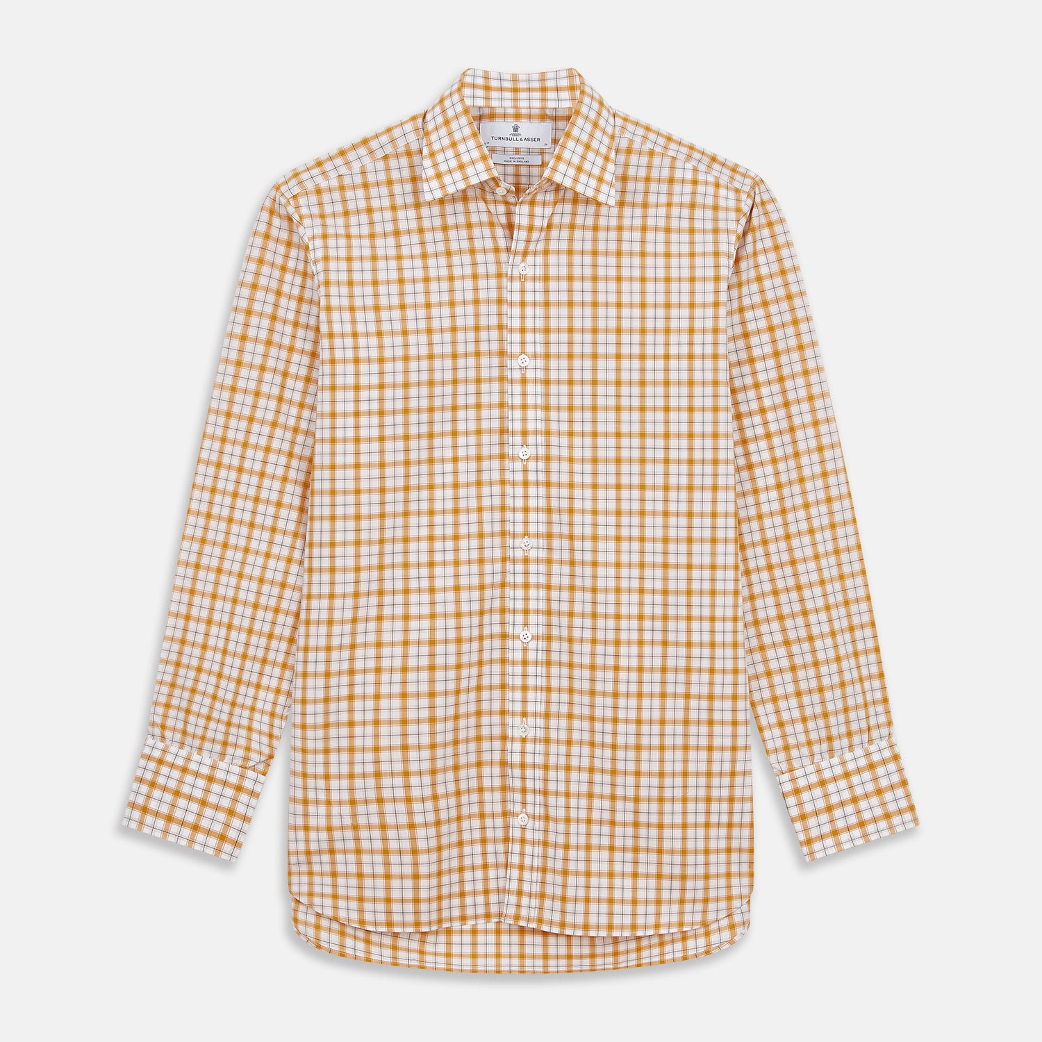 View 1 of product Orange Multi Check Regular Fit Shirt with T&A Collar and 3 Button Cuffs