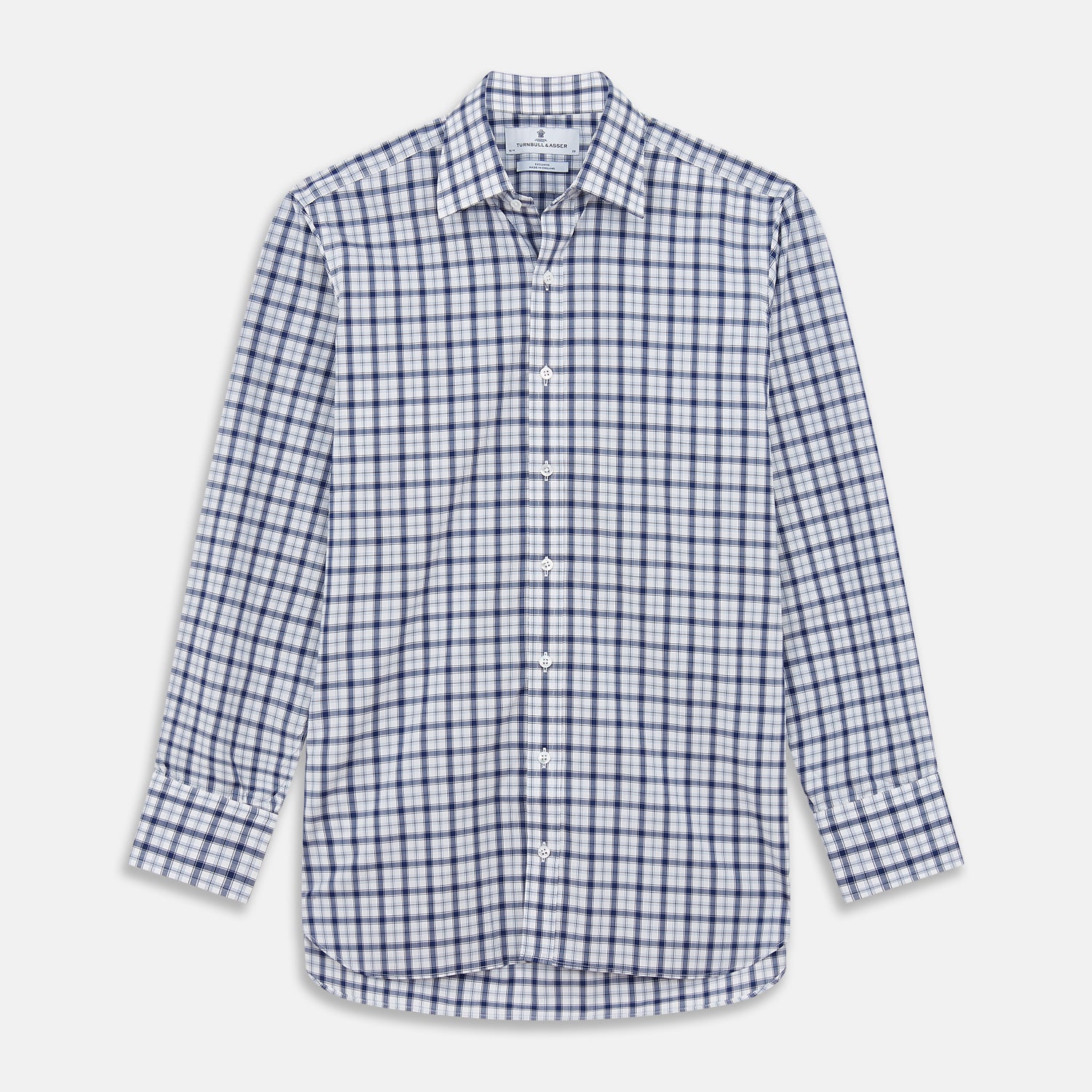 Navy Multi Check Regular Fit Shirt with T&A Collar and 3 Button Cuffs