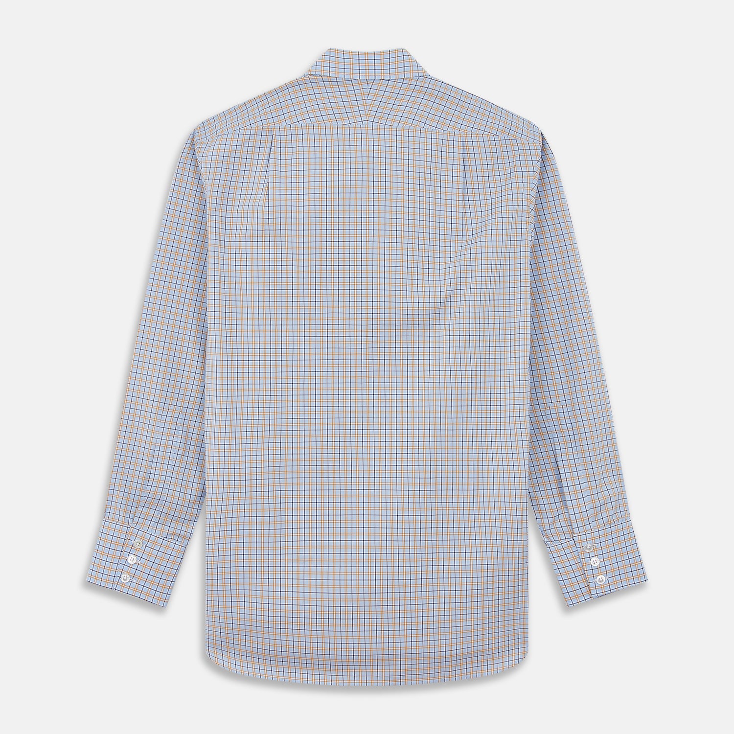 View 5 of product Blue, Orange & Navy Check Regular Fit Shirt with T&A Collar and 3 Button Cuffs