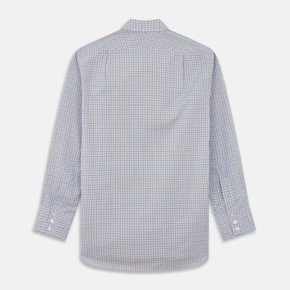 Blue, Orange & Navy Check Regular Fit Shirt with T&A Collar and 3 Button Cuffs Image 4
