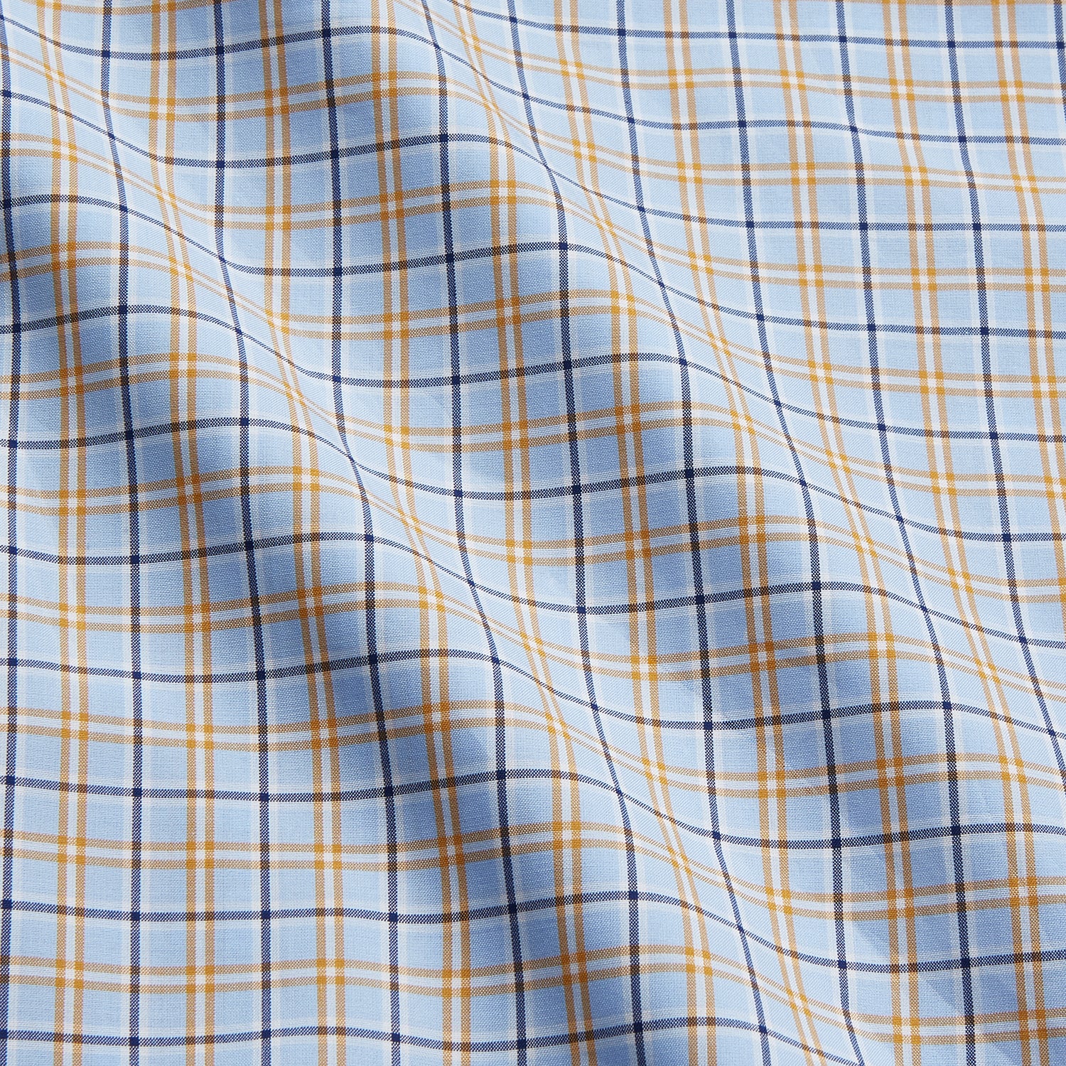 View 4 of product Blue, Orange & Navy Check Regular Fit Shirt with T&A Collar and 3 Button Cuffs