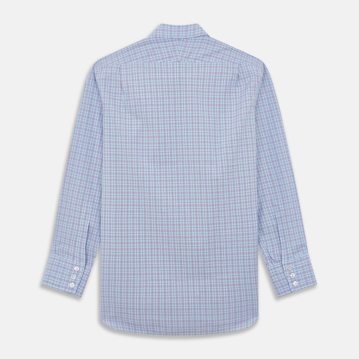 View 5 of product Blue, Purple & Green Check Regular Fit Shirt with T&A Collar and 3 Button Cuffs