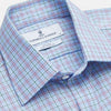 View 2 of product Blue, Purple & Green Check Regular Fit Shirt with T&A Collar and 3 Button Cuffs