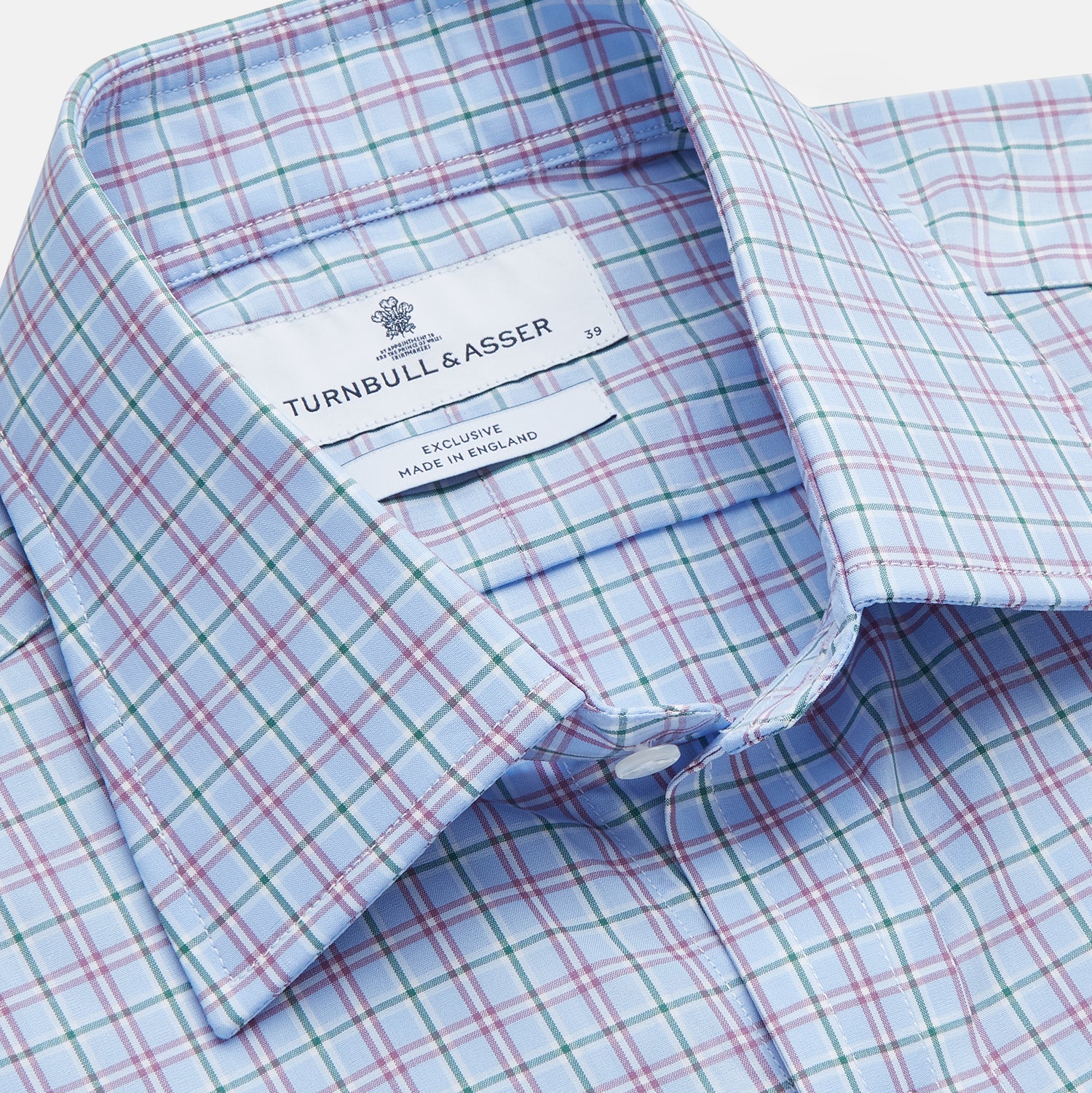 View 2 of product Blue, Purple & Green Check Regular Fit Shirt with T&A Collar and 3 Button Cuffs