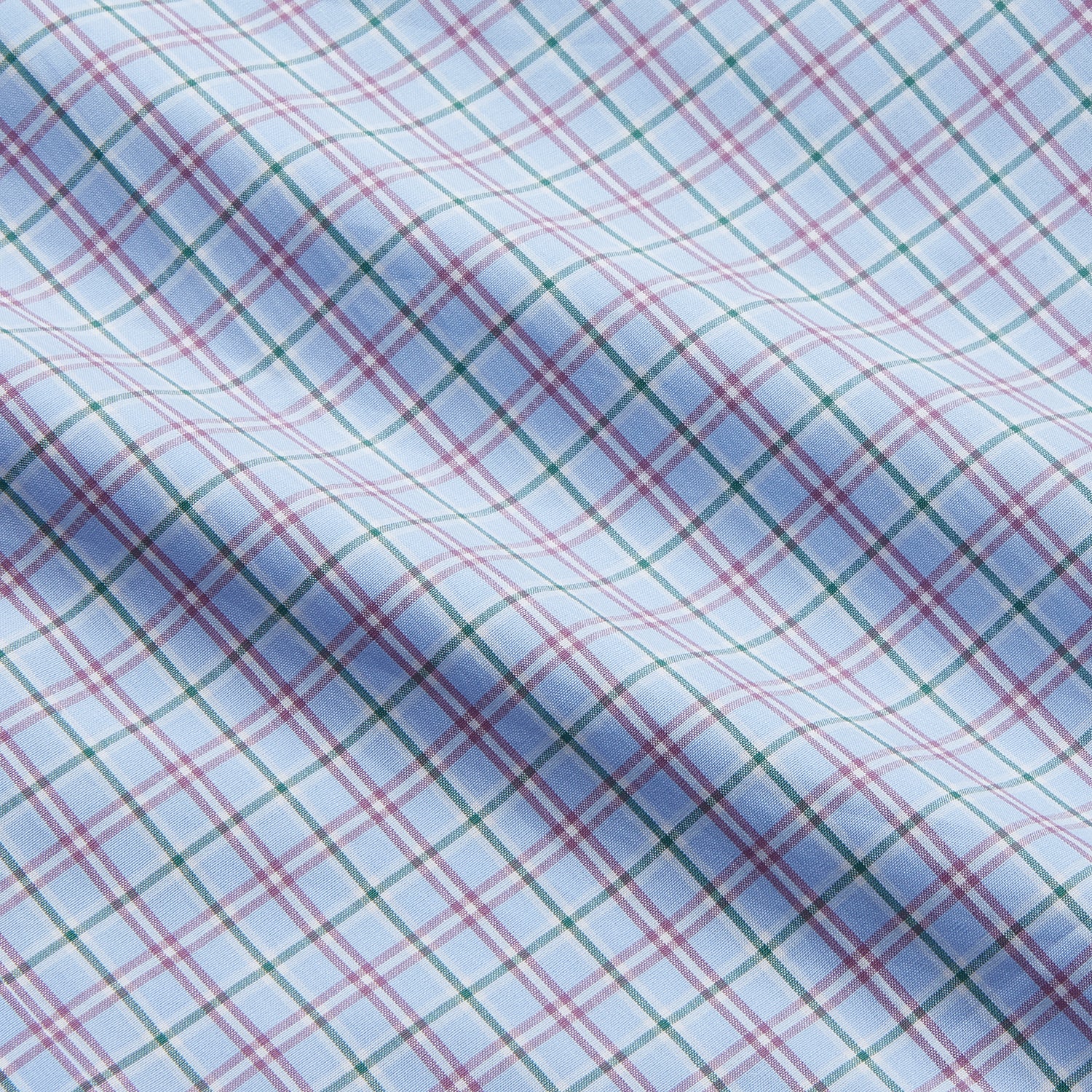 View 4 of product Blue, Purple & Green Check Regular Fit Shirt with T&A Collar and 3 Button Cuffs