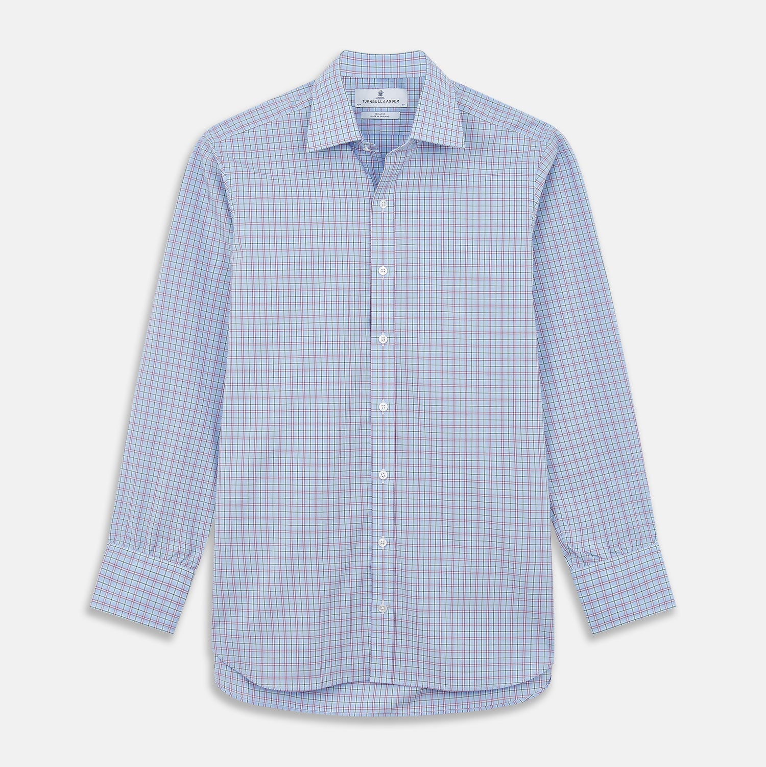 View 1 of product Blue, Purple & Green Check Regular Fit Shirt with T&A Collar and 3 Button Cuffs