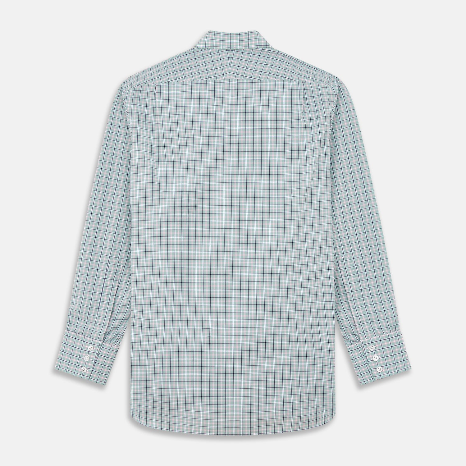 View 5 of product Green, Navy & Pink Check Regular Fit Shirt with T&A Collar and 3 Button Cuffs