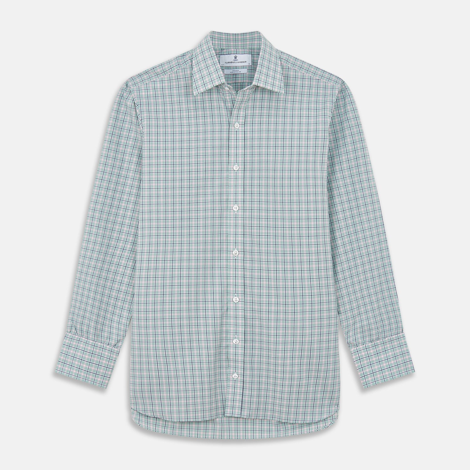 View 1 of product Green, Navy & Pink Check Regular Fit Shirt with T&A Collar and 3 Button Cuffs