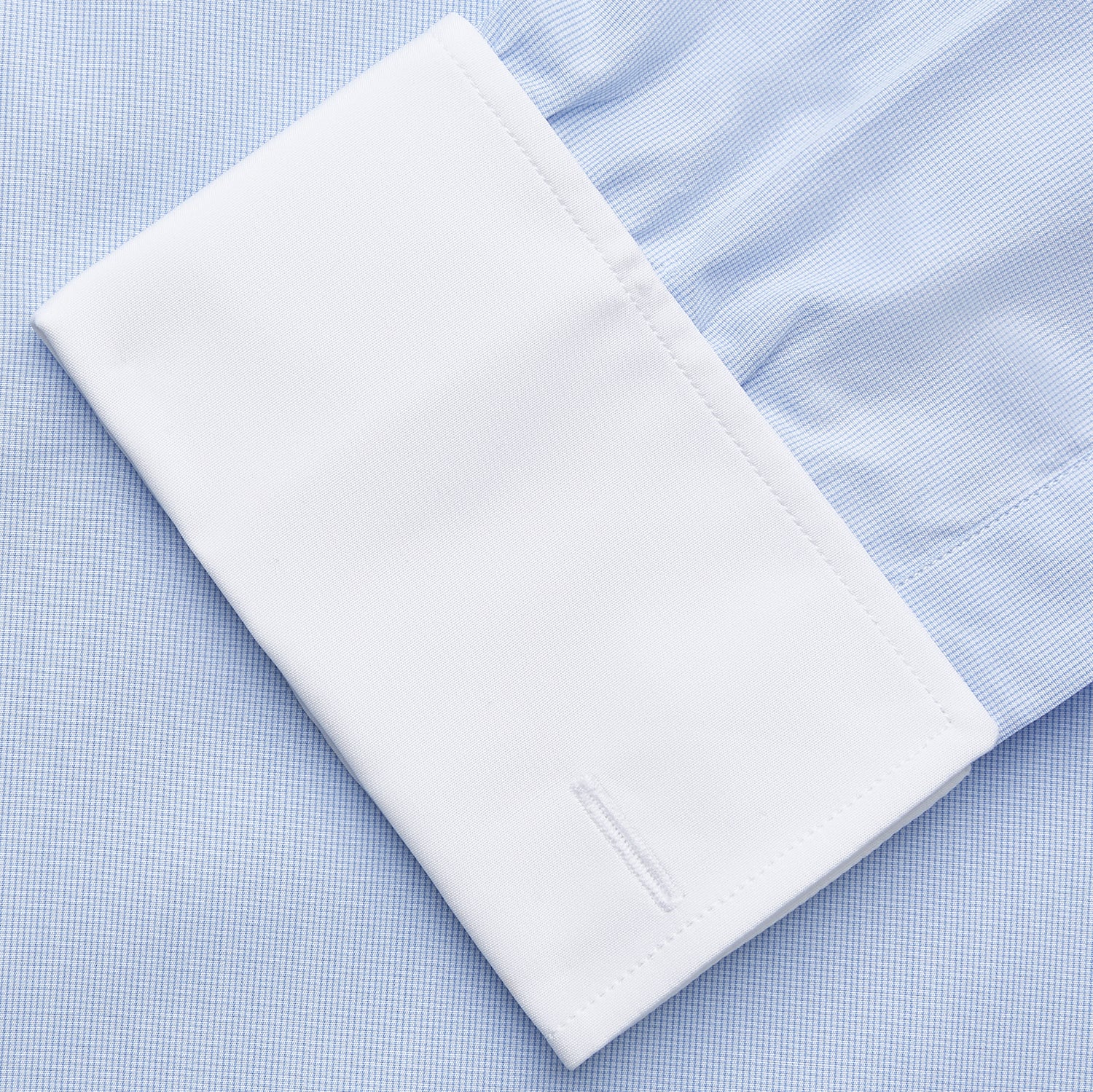 View 4 of product Mid Blue Micro-Check Regular Fit Shirt with White T&A Collar and Double Cuffs