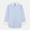 View 2 of product Mid Blue Micro-Check Regular Fit Shirt with White T&A Collar and Double Cuffs