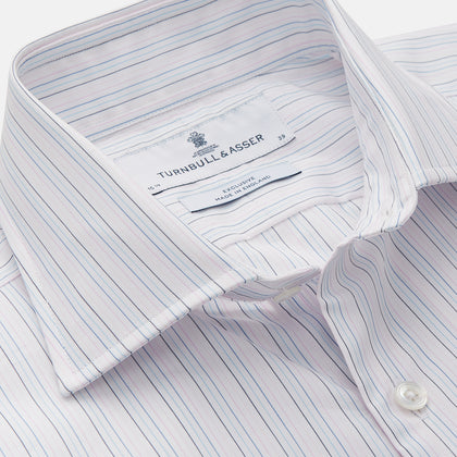 Blue Multi Stripe Tailored Fit Shelton Shirt Image 1