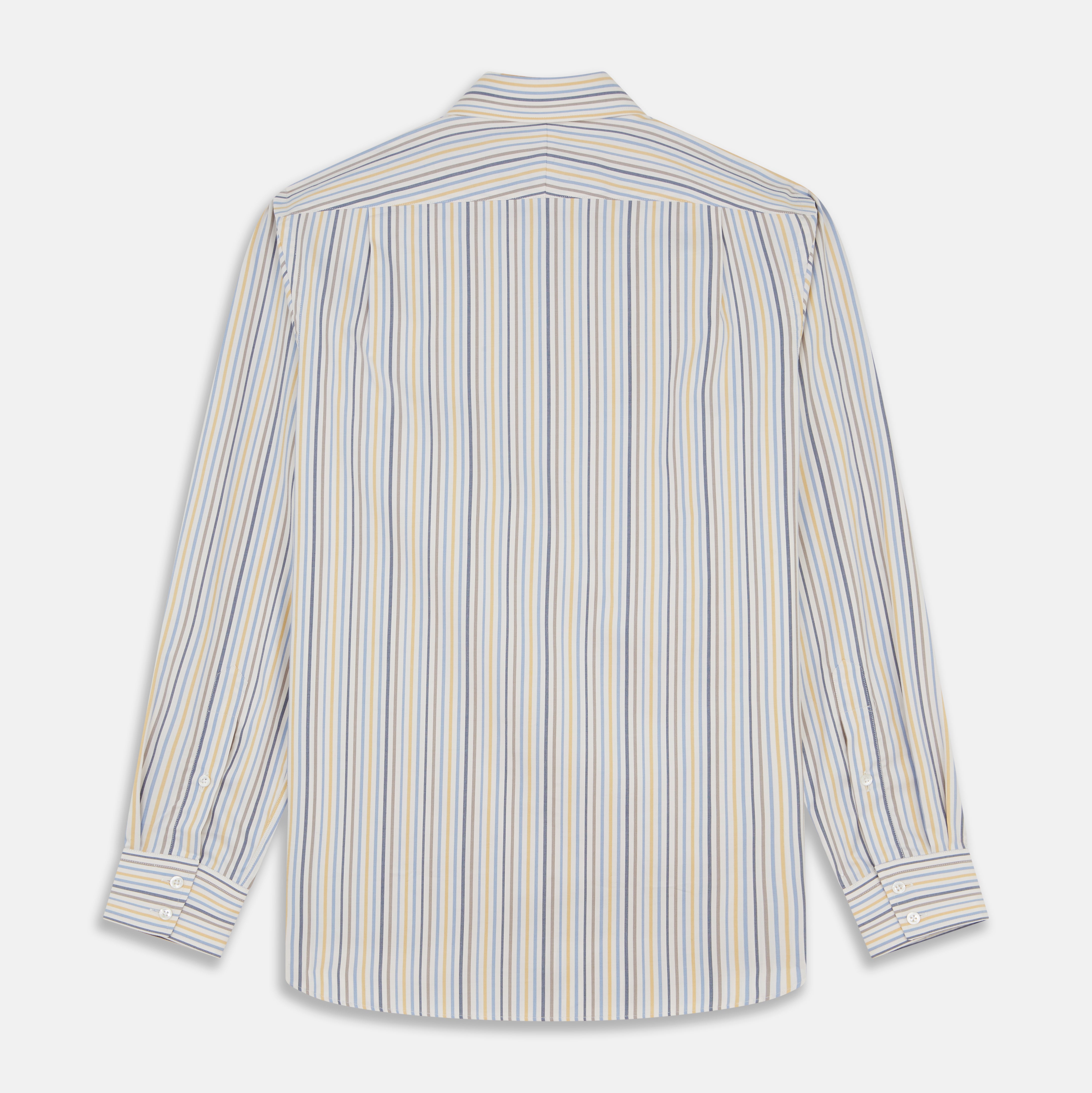 Yellow Multi Stripe Tailored Fit Shirt with Kent Collar and 2 Button Cuffs