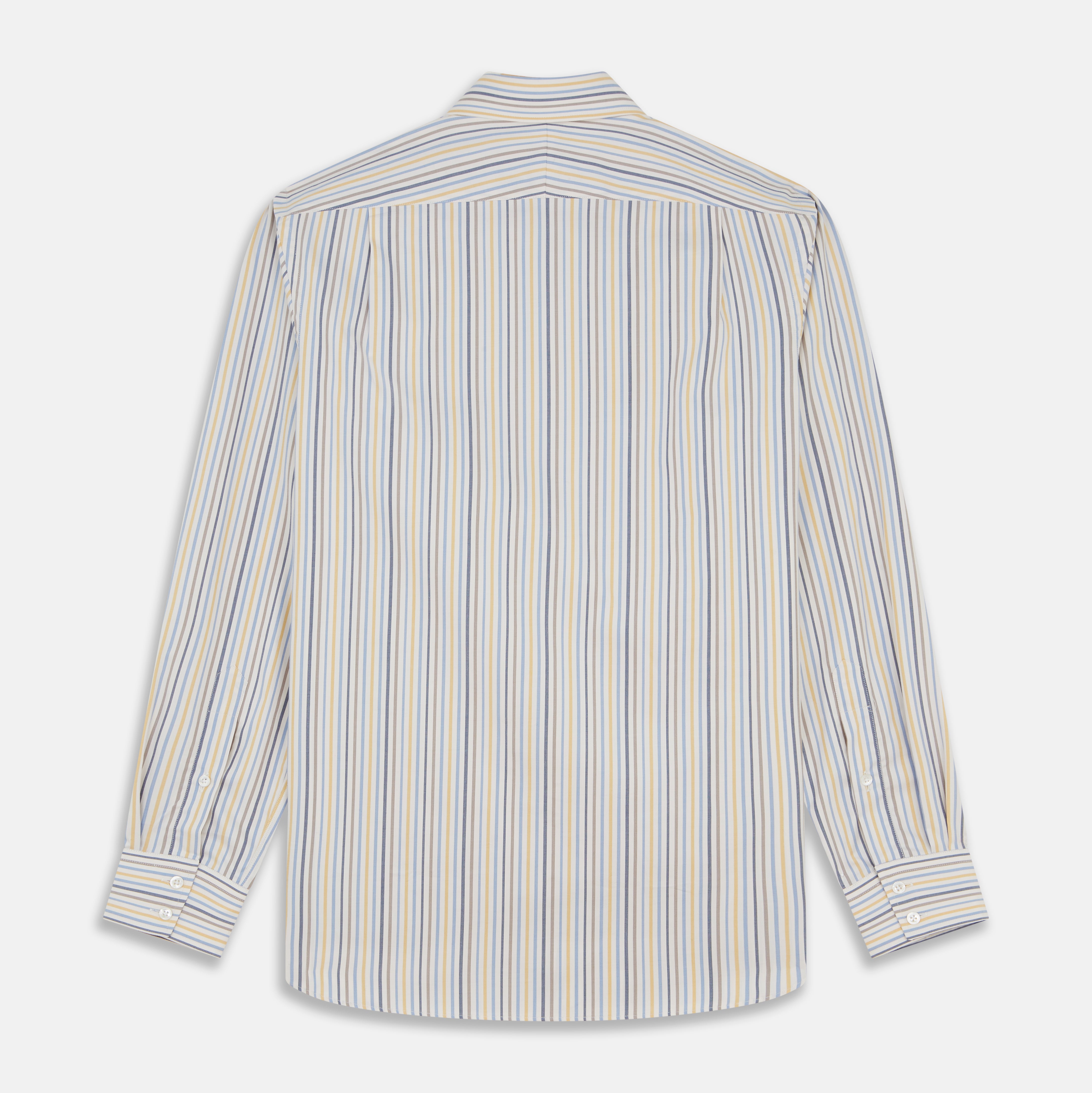 View 5 of product Yellow Multi Stripe Tailored Fit Shirt with Kent Collar and 2 Button Cuffs