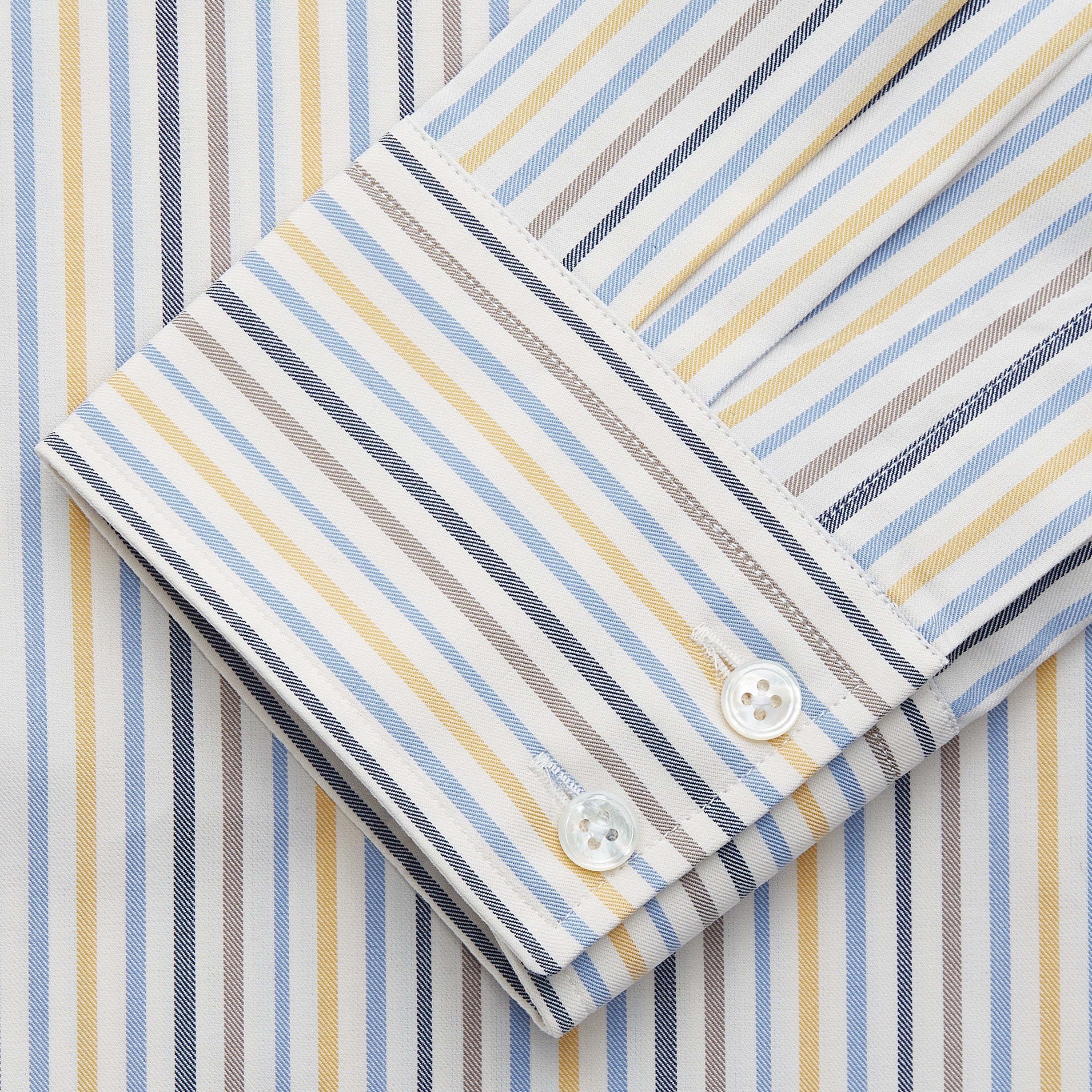 View 3 of product Yellow Multi Stripe Tailored Fit Shirt with Kent Collar and 2 Button Cuffs