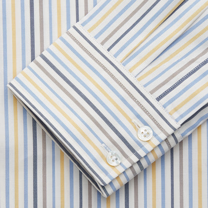 Yellow Multi Stripe Tailored Fit Shirt with Kent Collar and 2 Button Cuffs Image 2