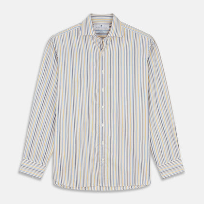 Yellow Multi Stripe Tailored Fit Shirt with Kent Collar and 2 Button Cuffs