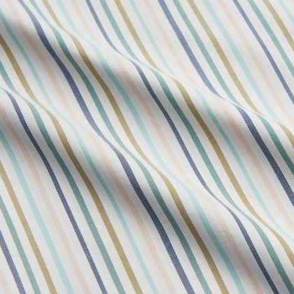 Green Multi Stripe Tailored Fit Shirt with Kent Collar and 2 Button Cuffs Image 3