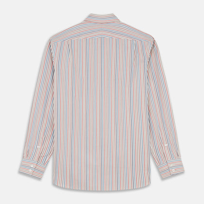 Burgundy Multi Stripe Tailored Fit Shirt with Kent Collar and 2 Button Cuffs Image 4
