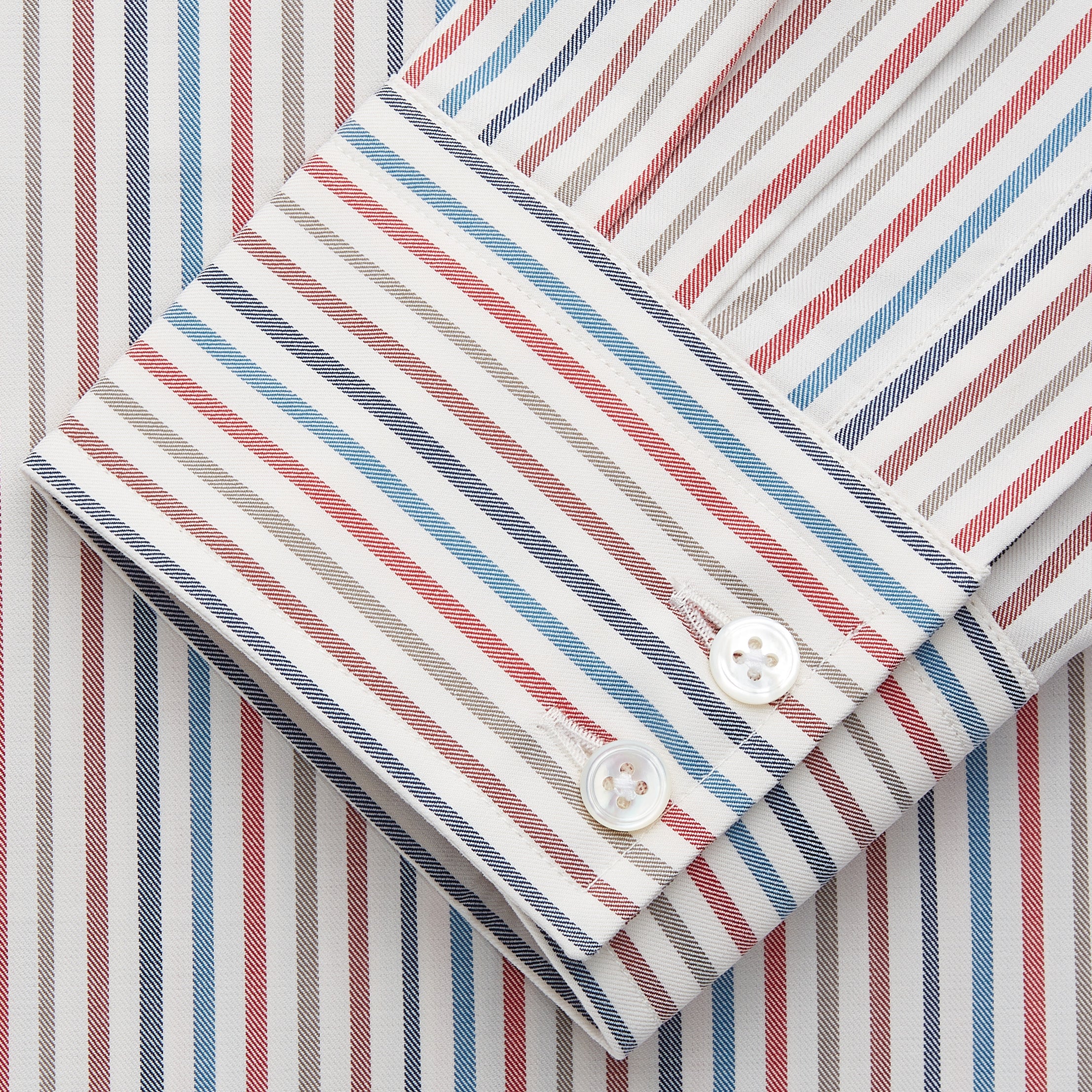 View 3 of product Burgundy Multi Stripe Tailored Fit Shirt with Kent Collar and 2 Button Cuffs