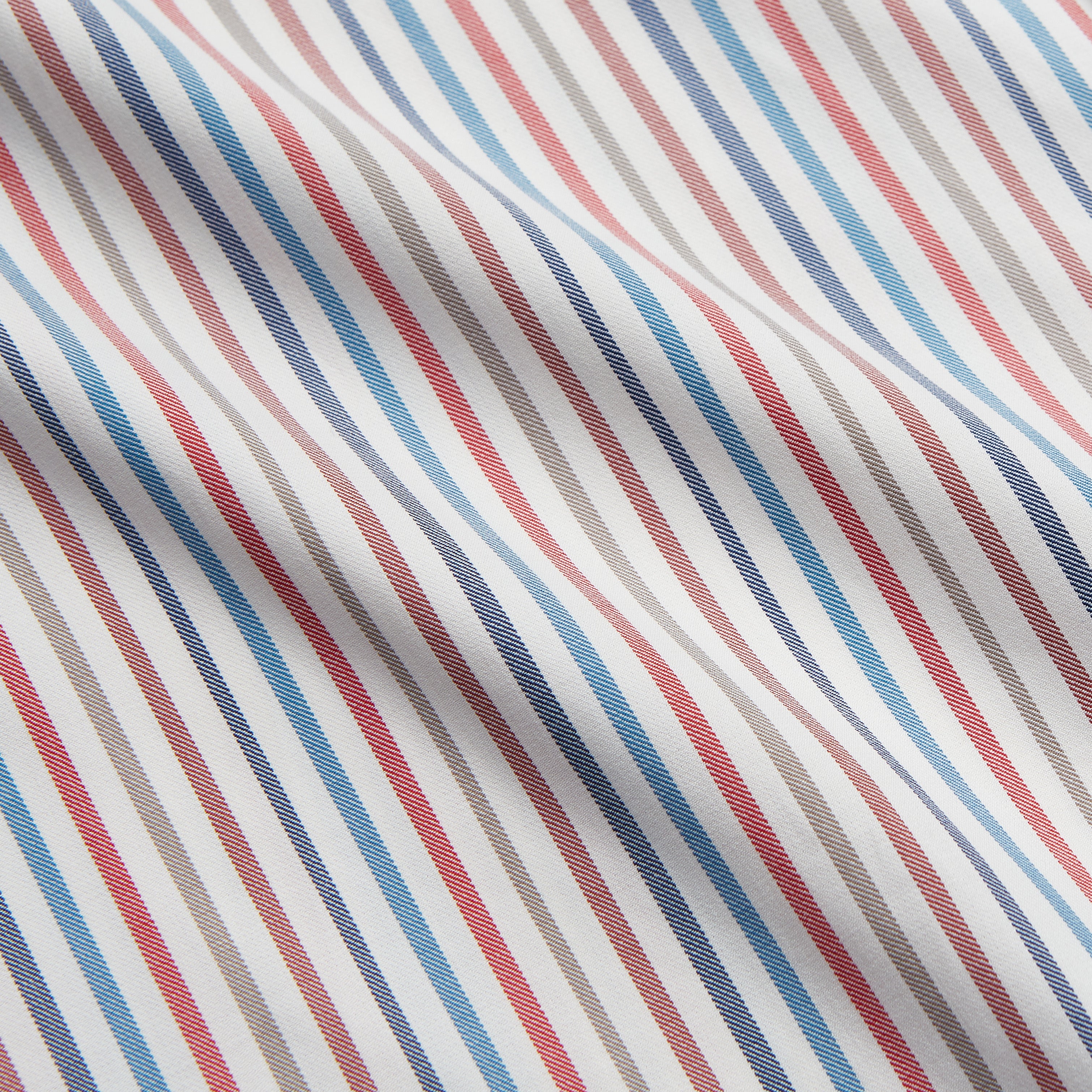 View 4 of product Burgundy Multi Stripe Tailored Fit Shirt with Kent Collar and 2 Button Cuffs
