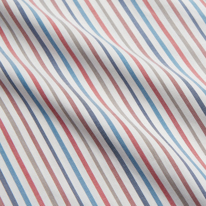 Burgundy Multi Stripe Tailored Fit Shirt with Kent Collar and 2 Button Cuffs Image 3
