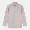 View 1 of product Burgundy Multi Stripe Tailored Fit Shirt with Kent Collar and 2 Button Cuffs