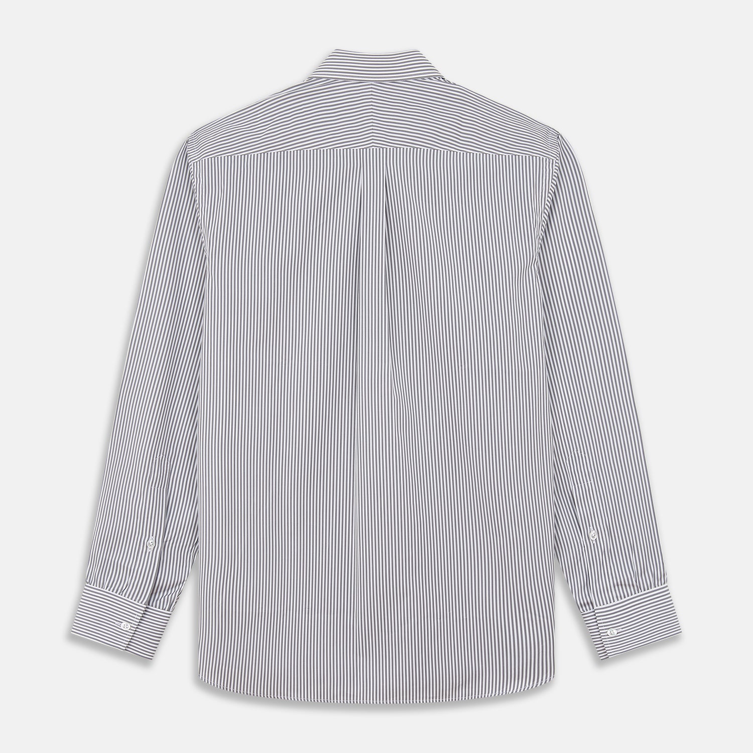 View 5 of product Grey & White Stripe Weekend Fit Shirt with Derby Collar and 1 Button Cuffs