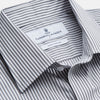View 2 of product Grey & White Stripe Weekend Fit Shirt with Derby Collar and 1 Button Cuffs