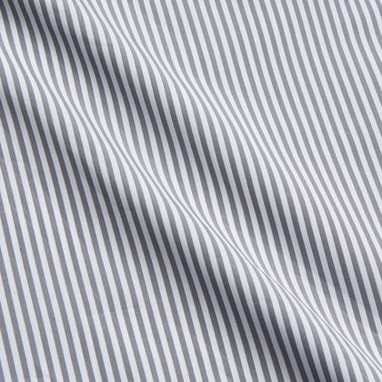 Grey & White Stripe Weekend Fit Shirt with Derby Collar and 1 Button Cuffs Image 3