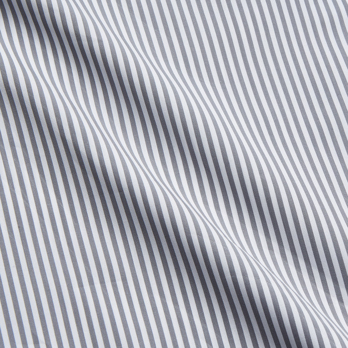 Grey & White Stripe Weekend Fit Shirt with Derby Collar and 1 Button Cuffs Image 3