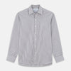 View 1 of product Grey & White Stripe Weekend Fit Shirt with Derby Collar and 1 Button Cuffs