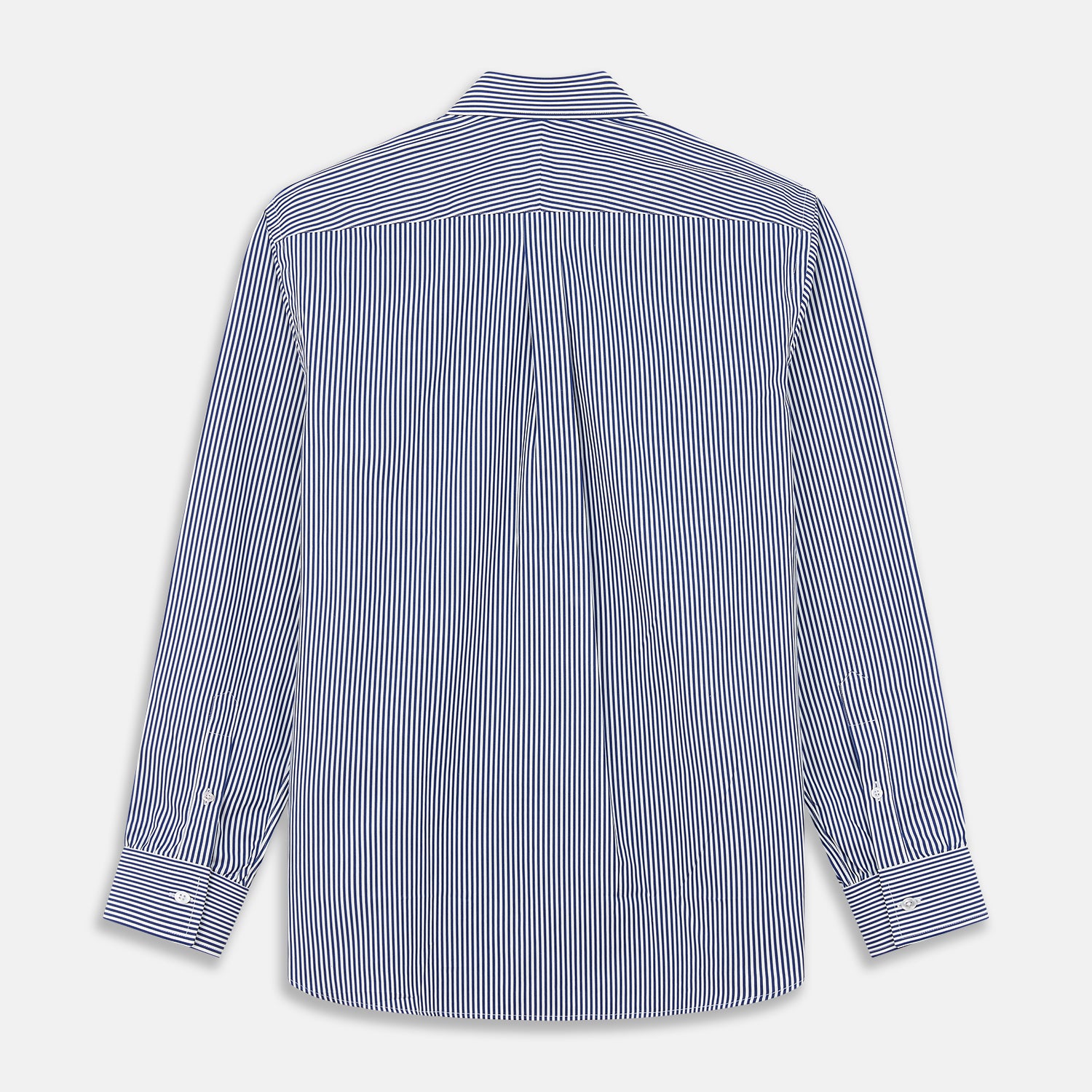 View 5 of product Navy & White Stripe Weekend Fit Shirt with Derby Collar and 1 Button Cuffs
