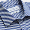 View 2 of product Navy & White Stripe Weekend Fit Shirt with Derby Collar and 1 Button Cuffs