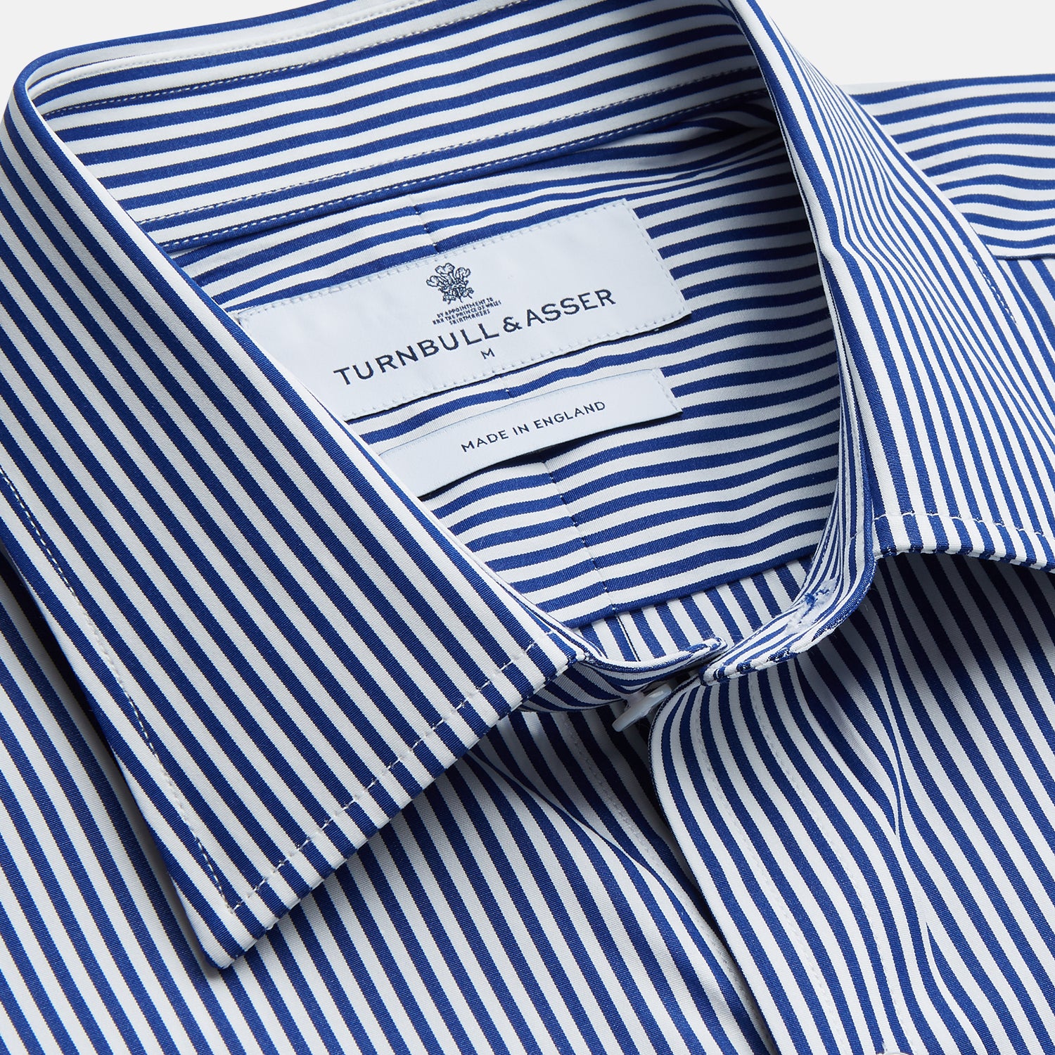 View 2 of product Navy & White Stripe Weekend Fit Shirt with Derby Collar and 1 Button Cuffs