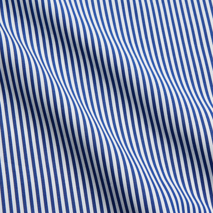 Navy & White Stripe Weekend Fit Shirt with Derby Collar and 1 Button Cuffs Image 3