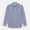 View 1 of product Navy & White Stripe Weekend Fit Shirt with Derby Collar and 1 Button Cuffs