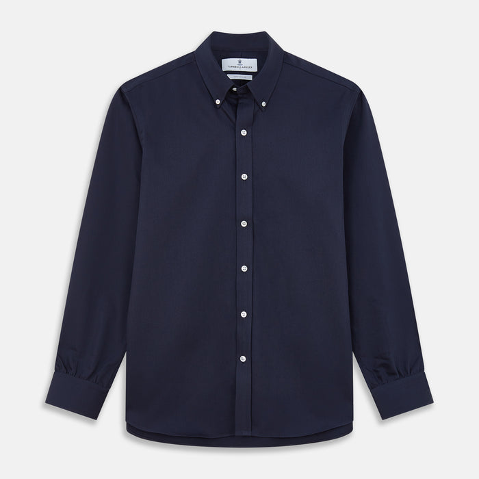 Navy Weekend Fit Shirt with Dorset Collar and 1 Button Cuffs