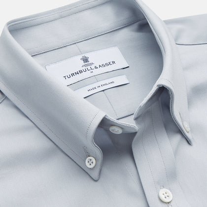 Grey Weekend Fit Shirt with Dorset Collar and 1 Button Cuffs Image 1