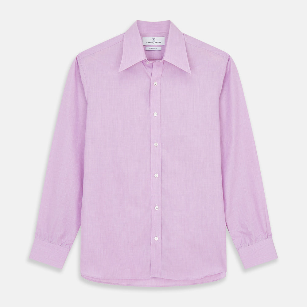 Pink Weekend Fit Shirt with Long Point Collar and Single Button Cuffs