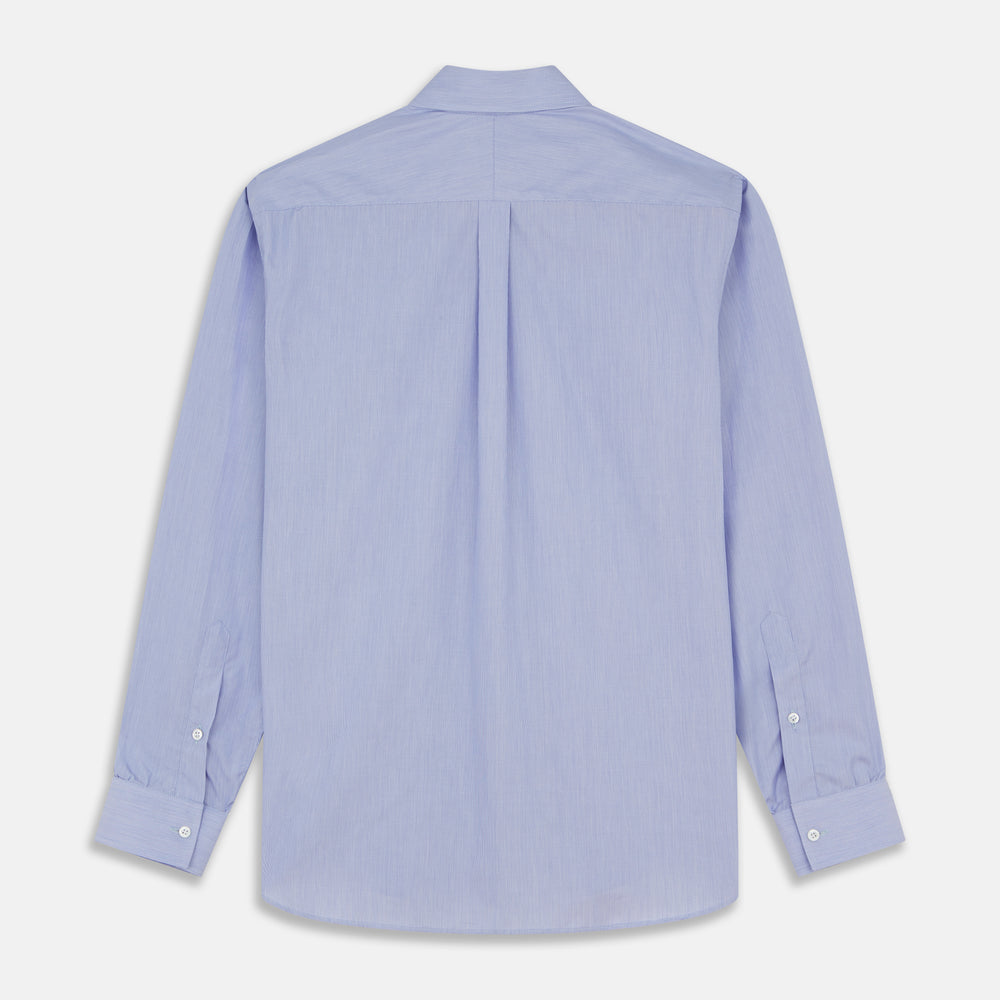 Pale Blue Weekend Fit Shirt with Long Point Collar and Single Button Cuffs