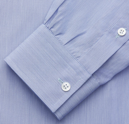 Pale Blue Weekend Fit Shirt with Long Point Collar and Single Button Cuffs Image 2