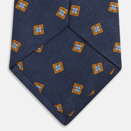 Orange Multi Geo Silk Tie Image 3