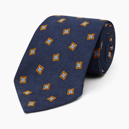 Orange Multi Geo Silk Tie Image 4