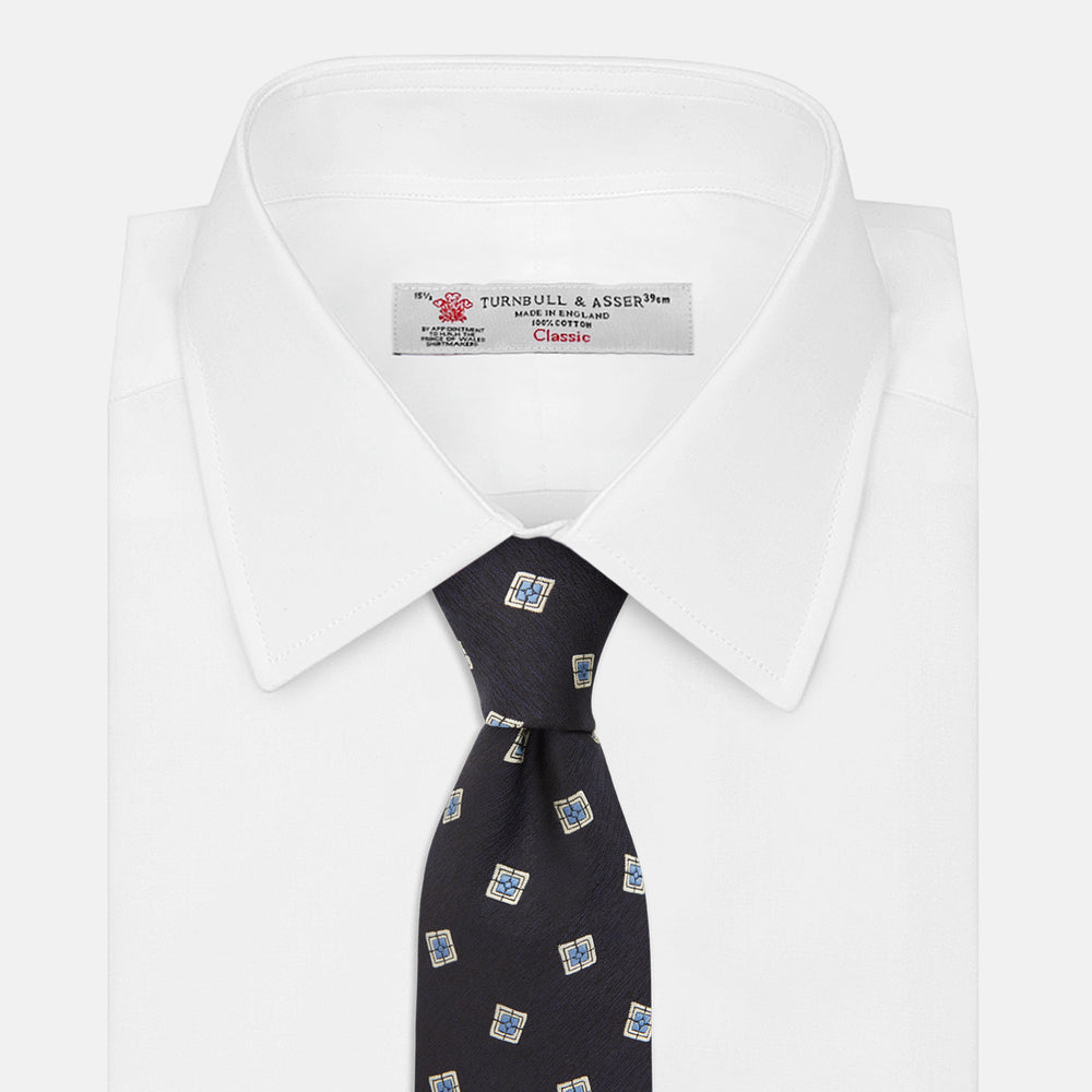 Navy Multi Geo Silk Tie