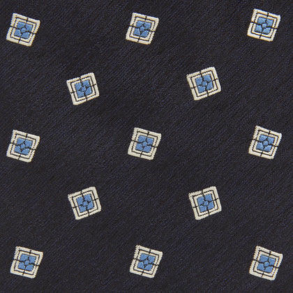Navy Multi Geo Silk Tie Image 2