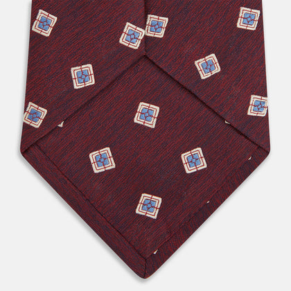 Burgundy Multi Geo Silk Tie Image 3