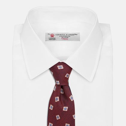Burgundy Multi Geo Silk Tie Image 1