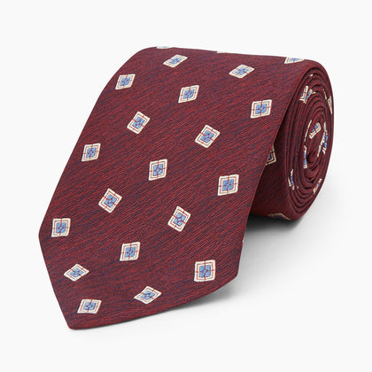 Burgundy Multi Geo Silk Tie Image 4