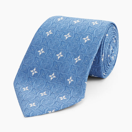 Blue Multi Neat Silk Tie Image 4